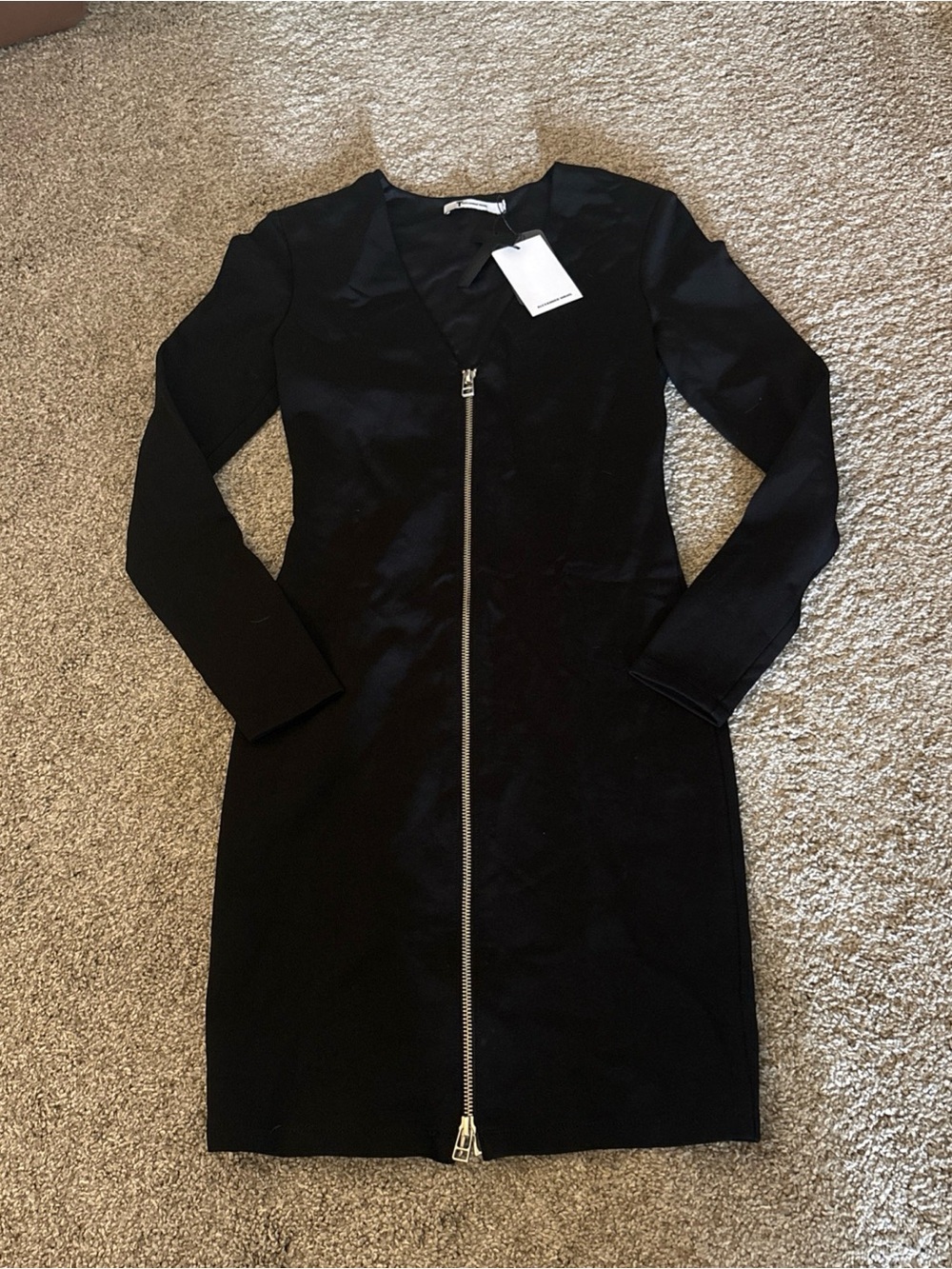 Alexander Wang Black Long-Sleeve Zip Front Dress